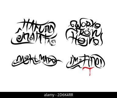 Set Modern Lettering Text on white background in vector illustration Stock Vector