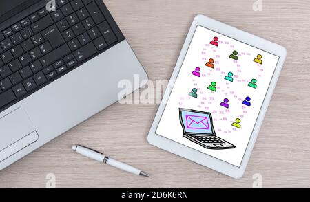 Email concept shown on a digital tablet Stock Photo