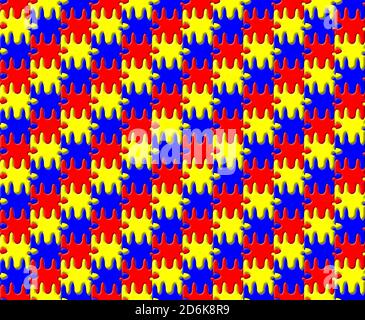 Tessellating 3D primary colours jigsaw pieces - forms a seamless repeating pattern Stock Photo