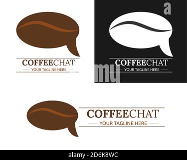 Illustration vector design of coffee bean chat logo template for business or company Stock Vector