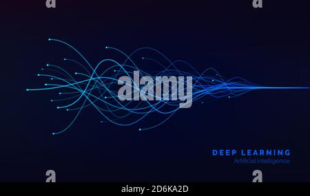 Deep learning visualization. AI. artificial intelligence concept of neural networks. Wave equalizer. Vector illustration Stock Vector