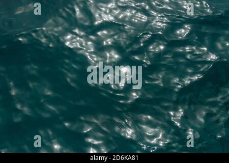 Blue tones of the water. The waves. The surface as the background. Sea view from above Stock Photo