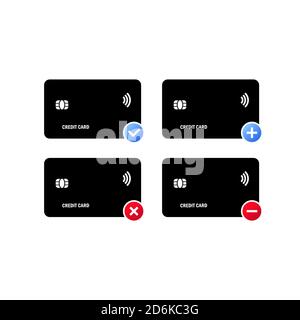 Credit card icon set. Approved for payment. A bank card. E-commerce. Transactions and payments. Vector on isolated white background. EPS 10. Stock Vector