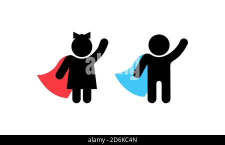 Man and woman empowerment. Superhero couple, man and woman. Concept of feminism. Vector on isolated white background. EPS 10. Stock Vector