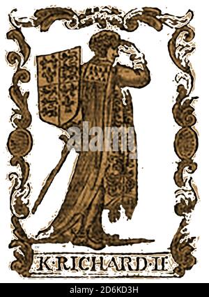 An 18th century (1756) engraving of King Richard II of England Stock Photo