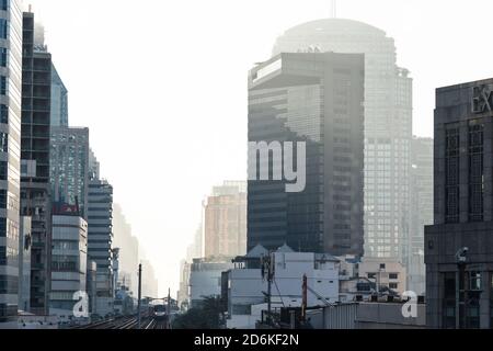 Bangkok skytrain tracks in Thailand at sunrise in Asia Stock Photo