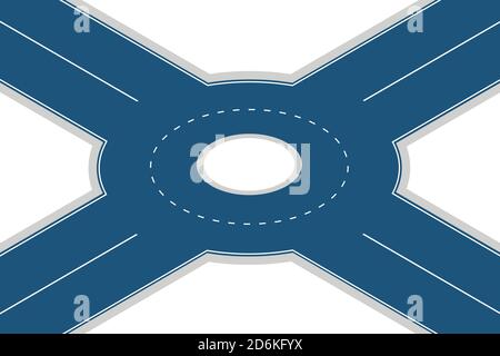 Empty roundabout junction isolated on white background. Vector isometric 3D illustration. Street and road traffic design element. Stock Vector