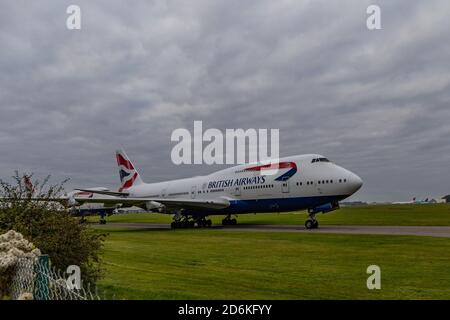 The Last  Of The Iconic Boeing 747 Jumbo Jet Planes From British Airways  Being Broken Up In The Cotswolds At Kemble Airfield In England. Stock Photo