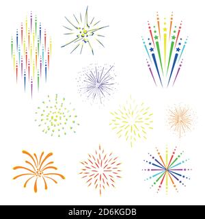 Festive fireworks vector illustration. Isolated on a white background Stock Vector