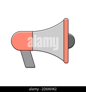Megaphone red flat icon isolated on white background. Speaker symbol. Loudspeaker vector illustration . Stock Vector