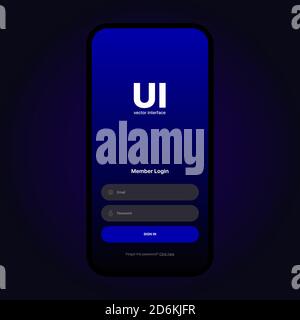 Login UI Interface. Sign In Screen. Mobile App User Interface Design Concept. Login Sign In Screen Form Box UI Web Template With Username And Password Stock Vector