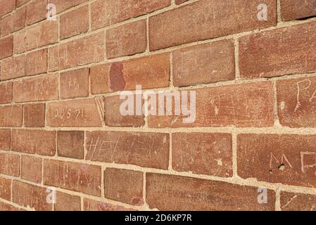 Red brick classic facade of the office building Stock Photo