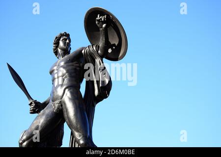 The Victorian bronze Achilles statue known as the Wellington Monument at Hyde Park Corner, London, England,UK, erected in 1822 Stock Photo