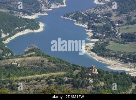 lago di fiastra, marche, italy, panoramic view Stock Photo