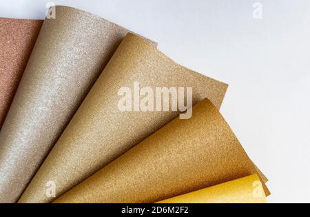 Various fabric samples background - selective focus Stock Photo