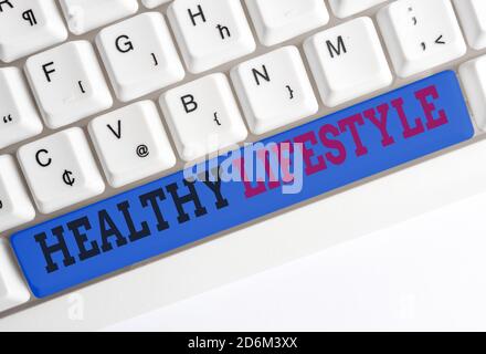 Handwriting text Healthy Lifestyle. Conceptual photo way of living that lowers the risk of being seriously ill Different colored keyboard key with acc Stock Photo