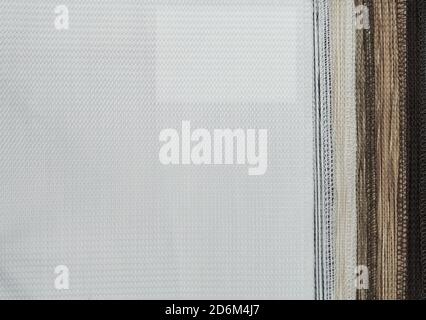Various natural fabric samples background. Stock Photo