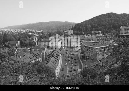 Baden City: The panoramic view from the Chateau to the main road cross Stock Photo