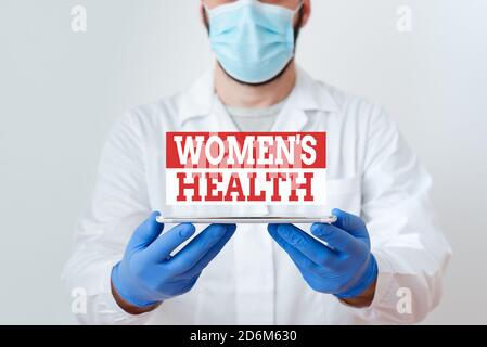 Text sign showing Womens Health. Business photo showcasing treatment and diagnosis of diseases related to health Laboratory Technician Featuring Empty Stock Photo