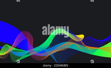 Glowing abstract flowing line waves curves background design Stock Vector