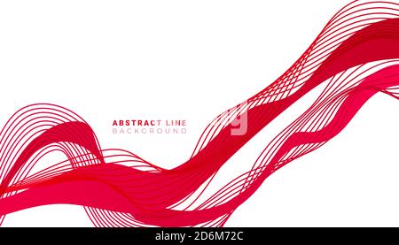 Trendy minimal background with red line fluid shapes on white background Stock Vector