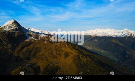Flight over the wonderful mountains in Switzerland Stock Photo