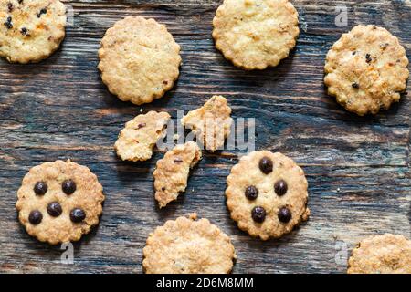 Orange and cardamom shortbread biscuits - overhead view Stock Photo