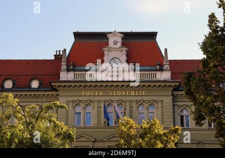 Facade detail of Maribor Post Office building in Slovenia Stock Photo