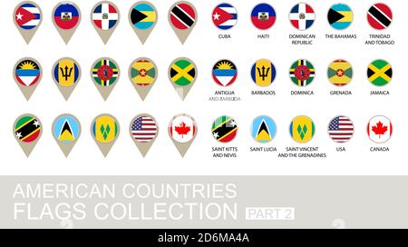 American Countries Flags Collection, Part 2 , 2  version Stock Vector