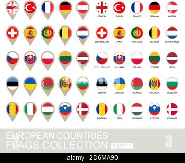 European Countries Flags Collection, Part 1 , 2  version Stock Vector