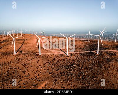 Aerial view of the famous wind turbine farm in Nevada, USA Stock Photo