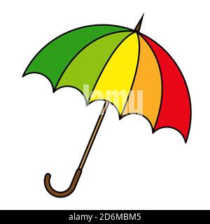 Umbrella cartoon vector illustration. Parasol clip art isolated on white. Autumnal rain protection symbol. Colorful seasonal design. Eps 10 drawing. A Stock Vector