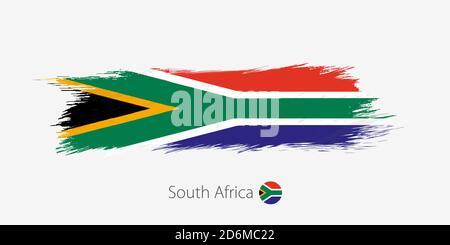 Flag of South Africa, grunge abstract brush stroke on gray background. Vector illustration. Stock Vector