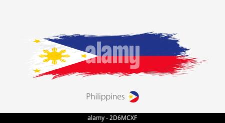 Flag of Philippines, grunge abstract brush stroke on gray background. Vector illustration. Stock Vector