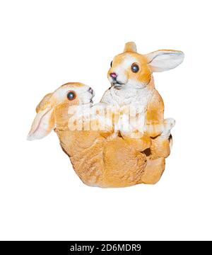 two rabbits stucco isolated on a white background Stock Photo