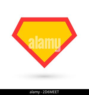 Comic hero icon, symbol shield. Isolated vector on blue background . Stock Vector
