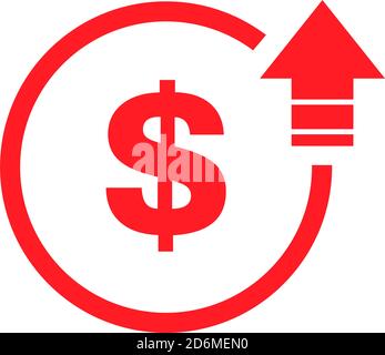 Cost symbol dollar increase icon. Vector symbol image isolated on background Stock Vector