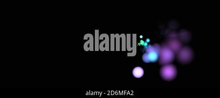 Colorful computer generated fractal abstract panoramic background. Multi colored glowing bokeh over dark space Stock Photo