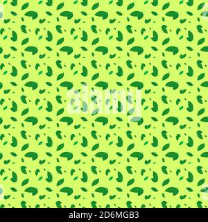 Seamless pattern with leaves on a green background Stock Vector