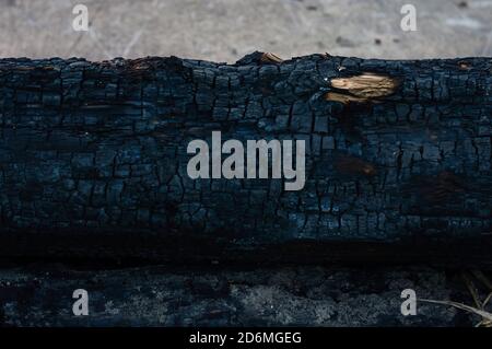 real burned wood texture - charcoal texture Stock Photo