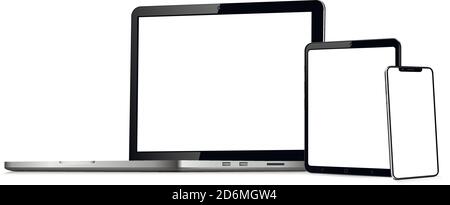 Phone tablet and laptop mock up Stock Vector