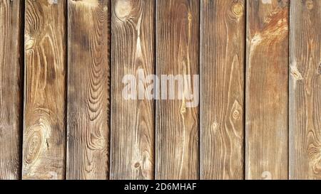 Brown background from a vertical board. Natural background of brown boards. Panel made of wood. Wooden texture with a beautiful natural pattern Stock Photo