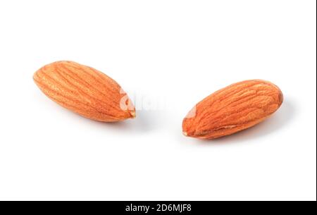 Peeled almond kernels close up isolated on white background Stock Photo