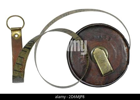 vintage tape measure isolated on white background
