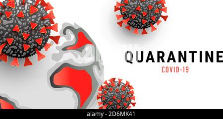 COVID 19 pandemic concept. Coronavirus molecule with world globe on white background. The global economy has been hit by the coronavirus outbreak. Stock Vector