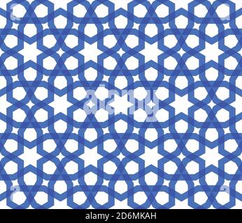 Seamless geometric ornament based on traditional islamic art. .Great design for fabric,textile,cover,wrapping paper,background.Blue colors. Stock Vector