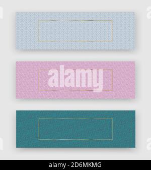 Textured backgrounds for Business banners with thin gold square. Social Media Design. Many textures Stock Vector