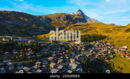 Popular landmark in the Swiss Alps called Bettmeralp in Switzerland Stock Photo