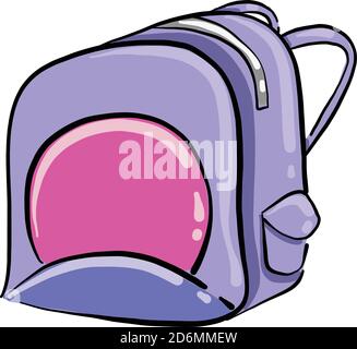 Purple school bag, illustration, vector on white background Stock Vector