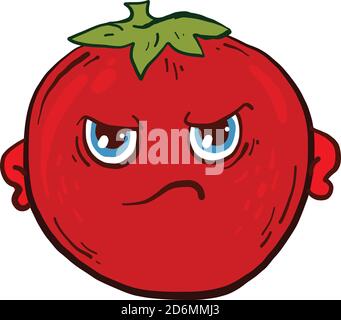 Angry tomato, illustration, vector on white background Stock Vector